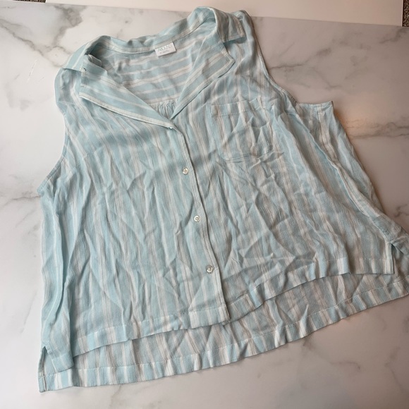 Abound Button Up Flowy Collared Striped Tank - Picture 2 of 4